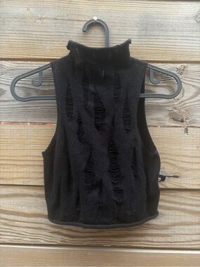 Urban Outfitters Black Distressed Sleeveless Turtleneck Crop